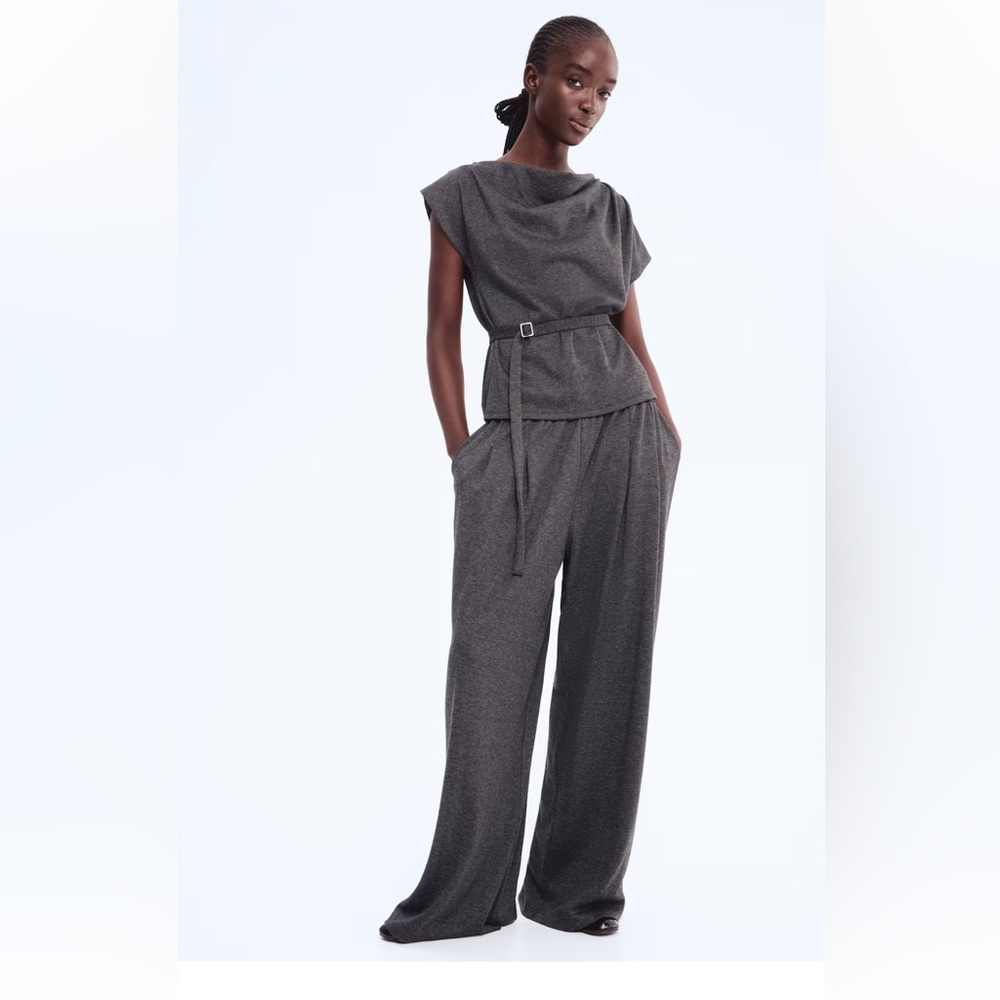 Brand new with tags H&M grey Jersey pants and belted top size Large